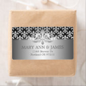 Elegant trouwadres Fleur de Lis Zwart Etiket (Insitu)