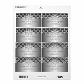 Elegant trouwadres Fleur de Lis Zwart Etiket (Full Sheet)