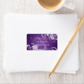 Elegant trouwadres Floral wervelt Paarse Etiket (Insitu)