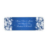 Elegant trouwadres oogverblindende sterren blauw etiket (Voorkant)