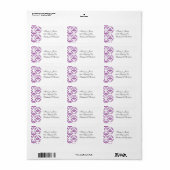 Elegant trouwadres Paarse Damask Etiket (Full Sheet)