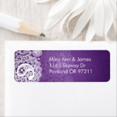 Elegant Trouwadres Paisley Kant Paarse Etiket (Insitu)