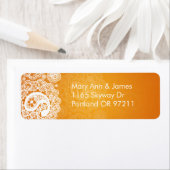Elegant trouwadres Paisley Kant Sinaasappel Etiket (Insitu)
