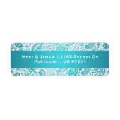 Elegant trouwadres Paisley Patroon Aqua Blue Etiket (Voorkant)