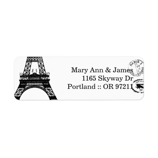 Elegant Trouwadres  Paris Briefkaart Etiket (Voorkant)