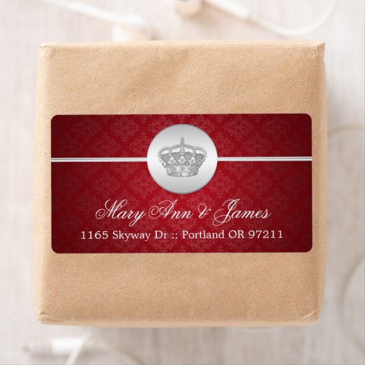 Elegant trouwadres Royal Crown Red Etiket (Insitu)