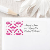 Elegant trouwadres roze Damask Etiket (Insitu)