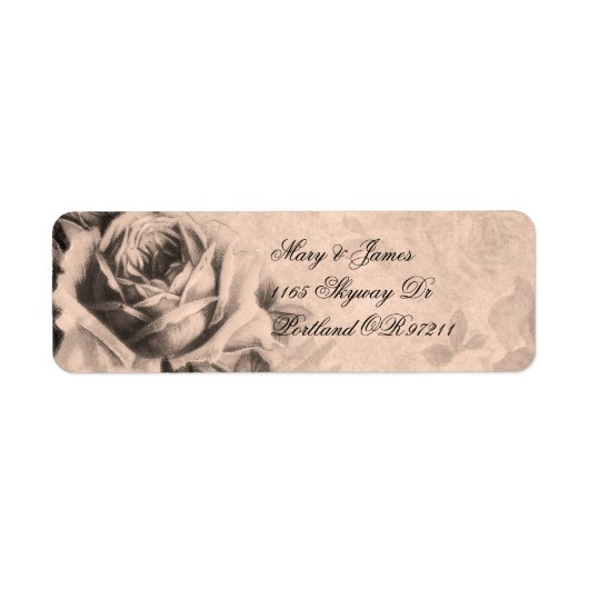 Elegant trouwadres  Rozen Sepia Etiket (Voorkant)