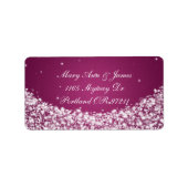 Elegant trouwadres ster sparkle berry roze etiket (Voorkant)