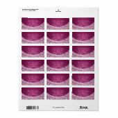 Elegant trouwadres ster sparkle berry roze etiket (Full Sheet)