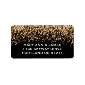 Elegant trouwadres vallende sterren goud etiket (Voorkant)