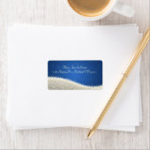 Elegant trouwadres verblindend sprankelend blauw etiket (Insitu)