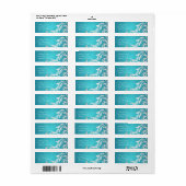 Elegant trouwadres wervelig bloeien aqua blauw etiket (Full Sheet)