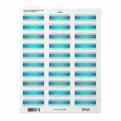 Elegant trouwadres wervelt patroon Aqua Blue Etiket (Full Sheet)