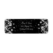 Elegant trouwadres winter sparkle zwart etiket (Voorkant)