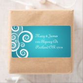 Elegant trouwadres wit wervelt blauw etiket (Insitu)