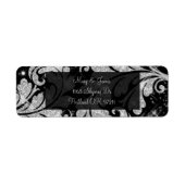 Elegant trouwadres zilveren glitter swirl etiket (Voorkant)