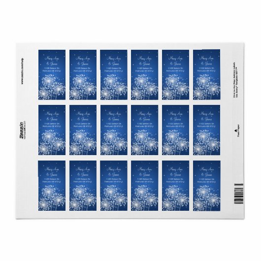 Elegant trouwadres zomer sparkle saffier etiket (Full Sheet)