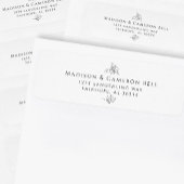 Elegant Trouwadres Zwarte Witte Bladeren Etiket