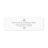 Elegant Trouwadres Zwarte Witte Bladeren Etiket (Voorkant)