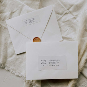 Elegant trouwadreslabel met kalligrafie etiket