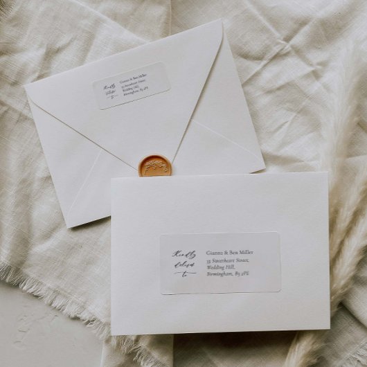 Elegant trouwadreslabel met kalligrafie etiket