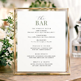 Elegant Trouwbarbord Chic Minimalistisch Groen Poster