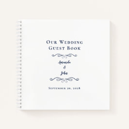 Elegant Trouwboek Navy Blauw Chic Budget Gastboek Notitieboek