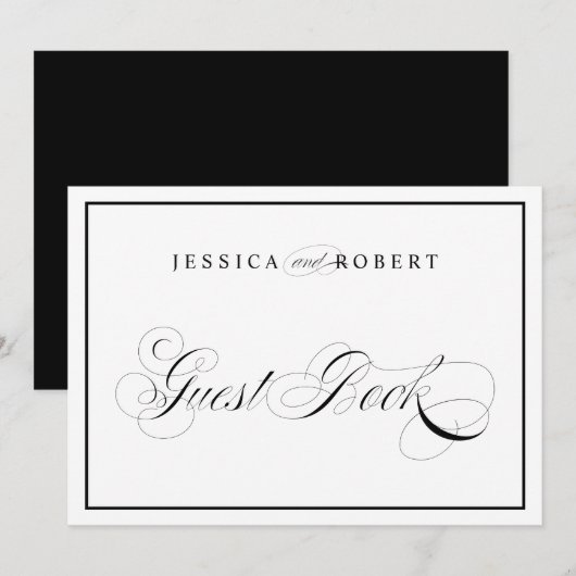 Elegant Trouwbord Gastboek Zwarte Rand Kaart (Voorkant / Achterkant)