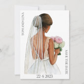 Elegant trouwbruid redt de datum kaart (Voorkant)