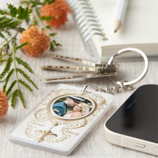 Elegant Trouwcadeau Bruid en Bruidegom Sleutelhanger (Voorkant Rechts)