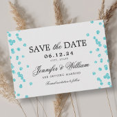 Elegant Trouwconfetti Turquoise Script  Save The Date