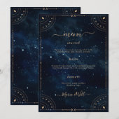 Elegant Trouwdag sterrenhemel Trouwmenu Menu (Voorkant / Achterkant)