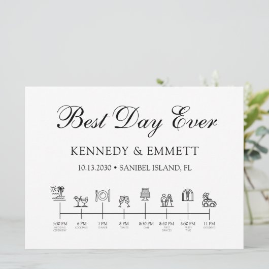 Elegant trouwdag tijdlijn programma programmakaart (Staand voorkant)