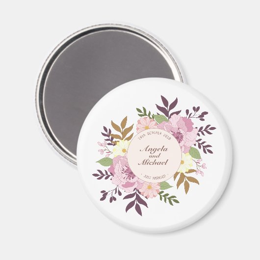 Elegant trouwde alleen maar met Floral Wedding | M Magneet (Voorkant / Achterkant)