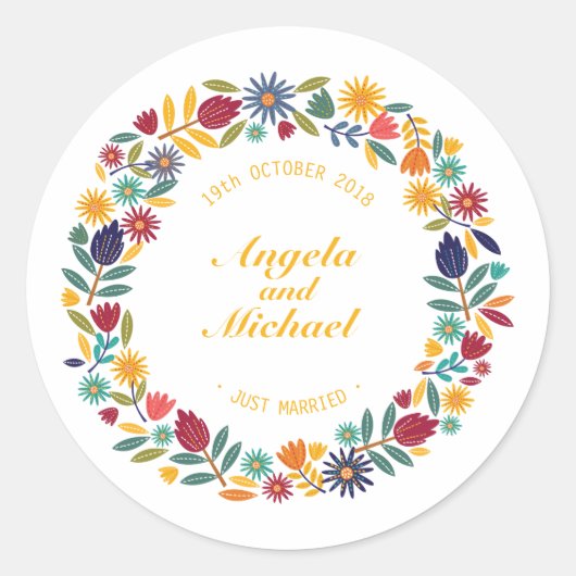 Elegant trouwde gewoon met Floral Wedding | Sticke Ronde Sticker (Voorkant)