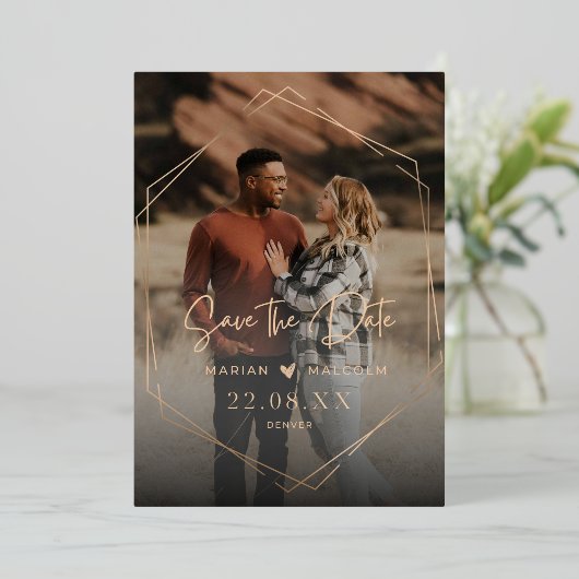 Elegant trouwenkaart folie uitnodiging (Staand Voorkant)