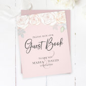 Elegant trouwgastboek bord Roze Roos Flyer