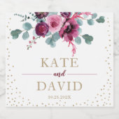 Elegant trouwgoud en bruinbloemen sparkling wijnetiket (Enkel label)