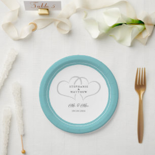 Elegant Trouwjurk Heren & Dames Aqua Witte Hartjes Papieren Bordje