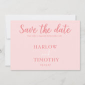 Elegant Trouwkaart Roze QR-code Sla de datum op Save The Date (Voorkant)
