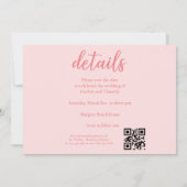 Elegant Trouwkaart Roze QR-code Sla de datum op Save The Date (Achterkant)