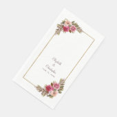 Elegant Trouwkoppel Waterverf Bloemendiner Servet (Hoek)