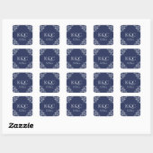 Elegant trouwlabel | Nadine - Navy Blue Vierkante Sticker (Vel)
