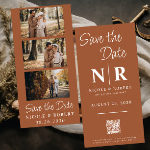 Elegant Trouwmonogram Foto strook QR-code Save The Date