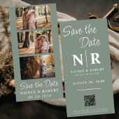 Elegant Trouwmonogram Foto strook QR-code Save The Date