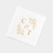 Elegant Trouwmonogram Groene Bladeren Folie Servetten (Links)