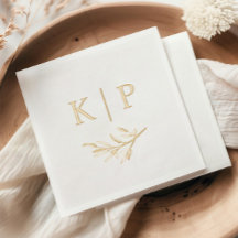 Elegant trouwmonogram groene bladeren 
