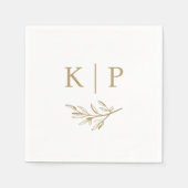 Elegant trouwmonogram groene bladeren servet (Voorkant)