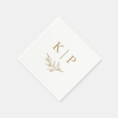 Elegant trouwmonogram groene bladeren servet (Hoek)
